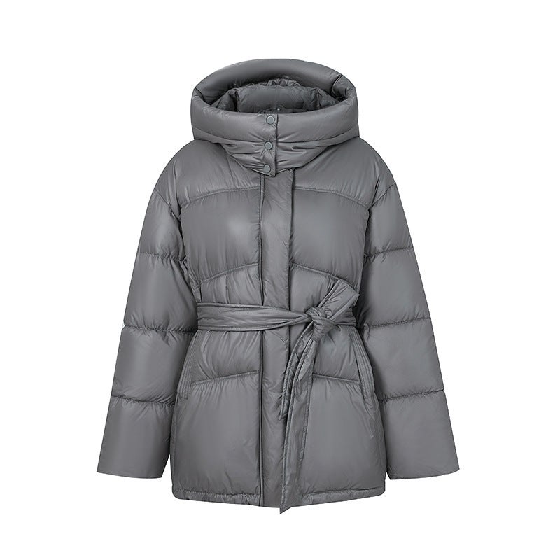 Ladies Stylish Padded Winter Coat with Belt and Hood Mune