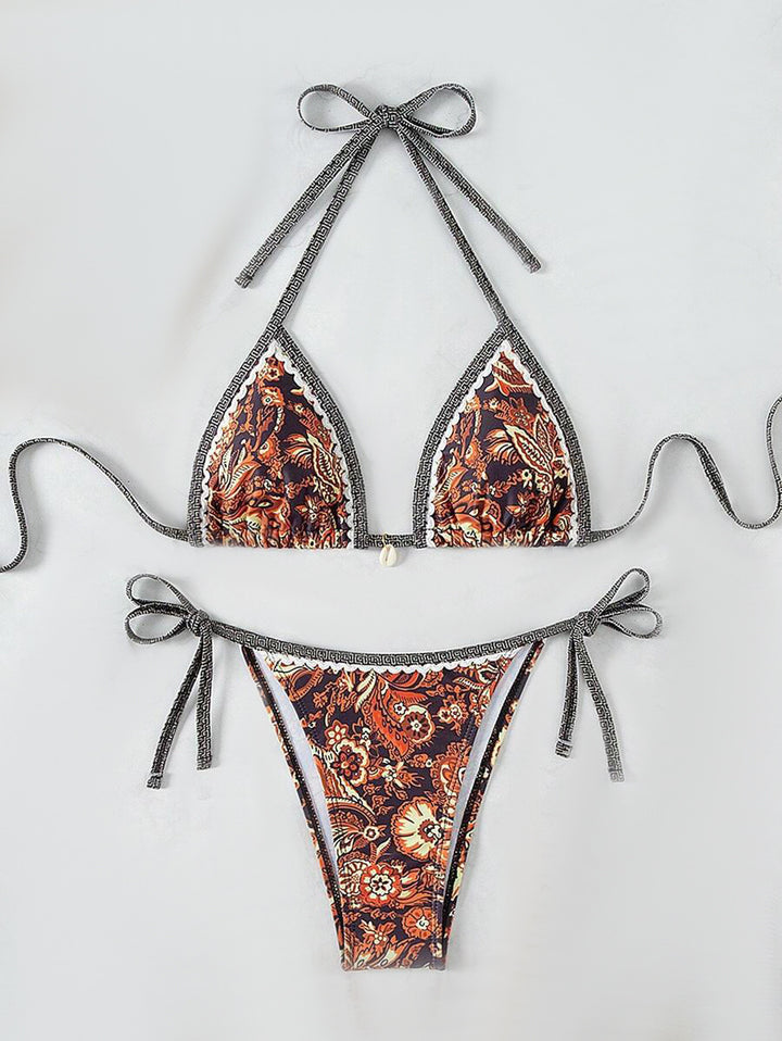 Women's triangle bikini with elaborate floral design Mune Fashion