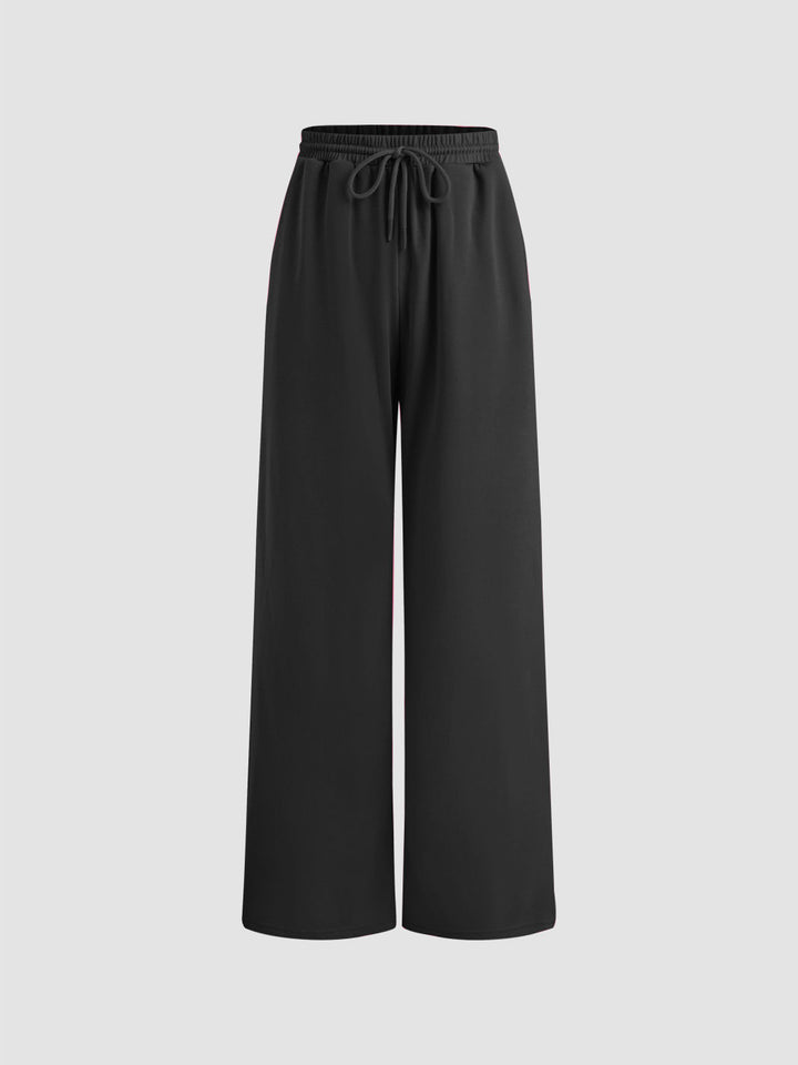 Women's Wide Lounge-Cuffed Sweatpants with Drawstring and Relaxed Fit Drune