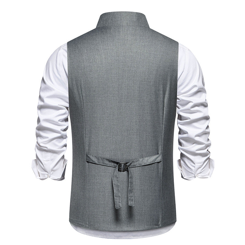 Men's nan asymmetrical double-breasted suit vest with diagonal button placket and tailored silhouette Mune Fashion