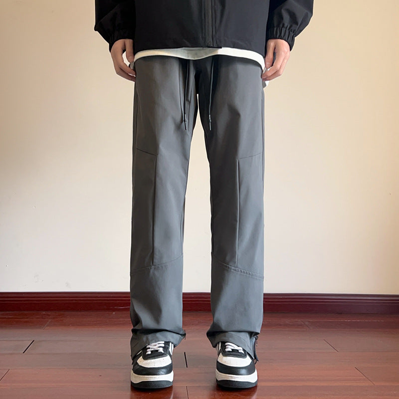 Men's Water-Repellent Tech Pants with Straight Leg, Reinforced Knee Areas & Drawstring Mune Fashion
