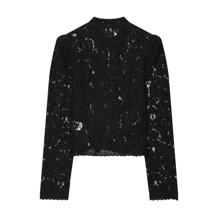 Ladies nan elegant lace jacket with stand-up collar, decorative cord closures and cropped silhouette Mune Fashion