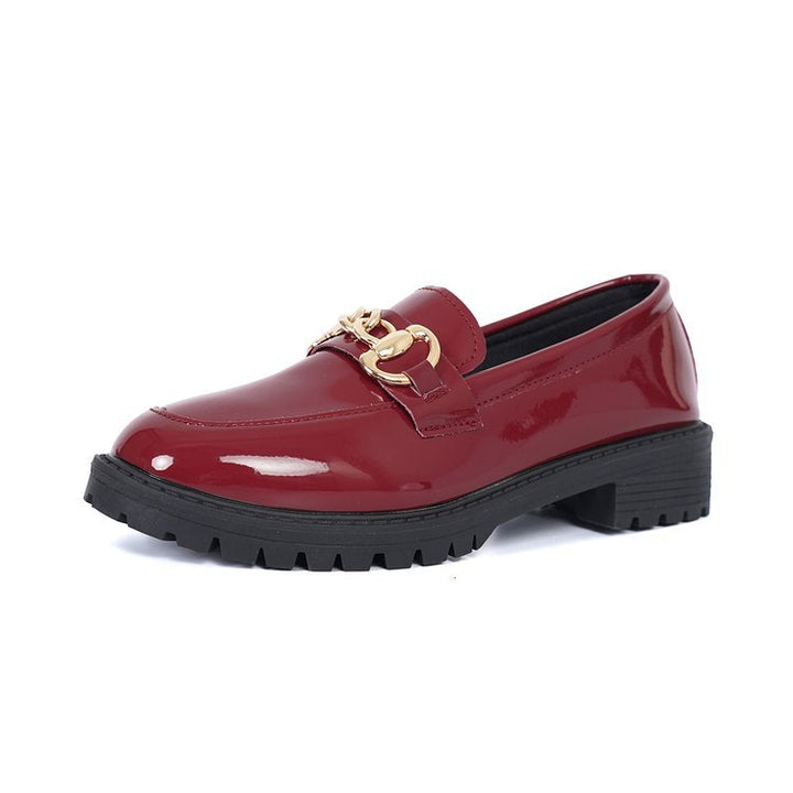 Women’s elegant patent plateau loafers with decorative bow and profiled rubber sole Mune Fashion
