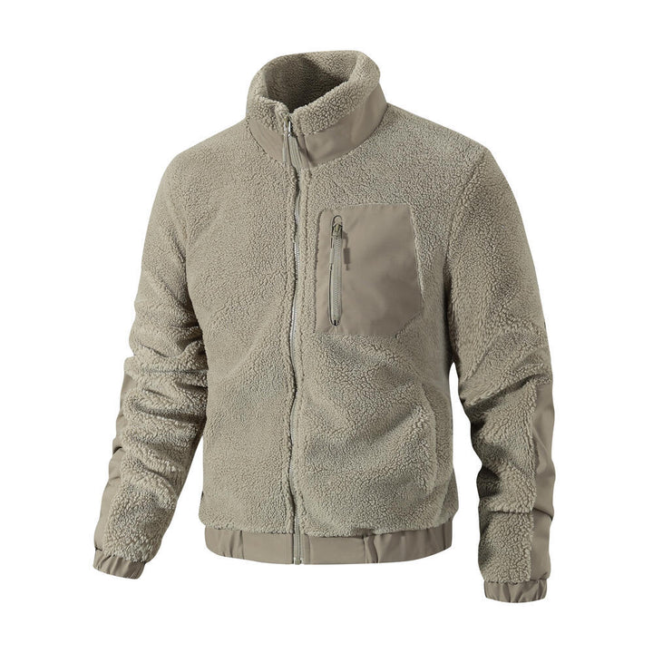 Men's Cozy Fleece Jacket with Stand-up Collar Mune Fashion