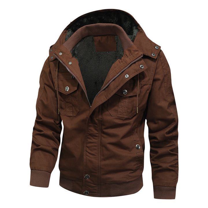 Men's Windproof Canvas Jacket with Teddy Lining and Hood Mune Fashion