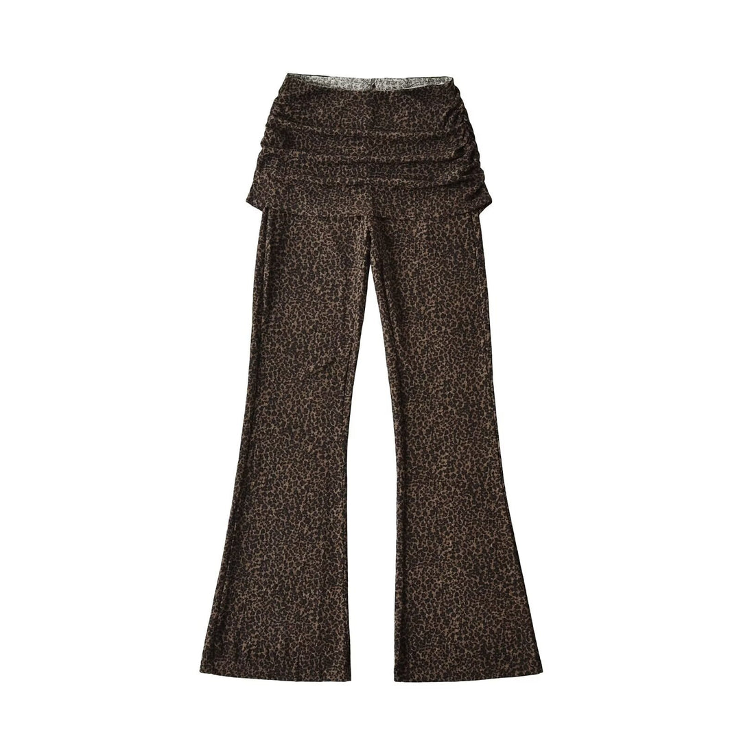 Women's High-Waist Flared Trousers with Ruffled Hip Skirt and Flared Leg Mune Fashion