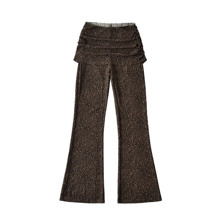 Women's High-Waist Flared Trousers with Ruffled Hip Skirt and Flared Leg Mune Fashion