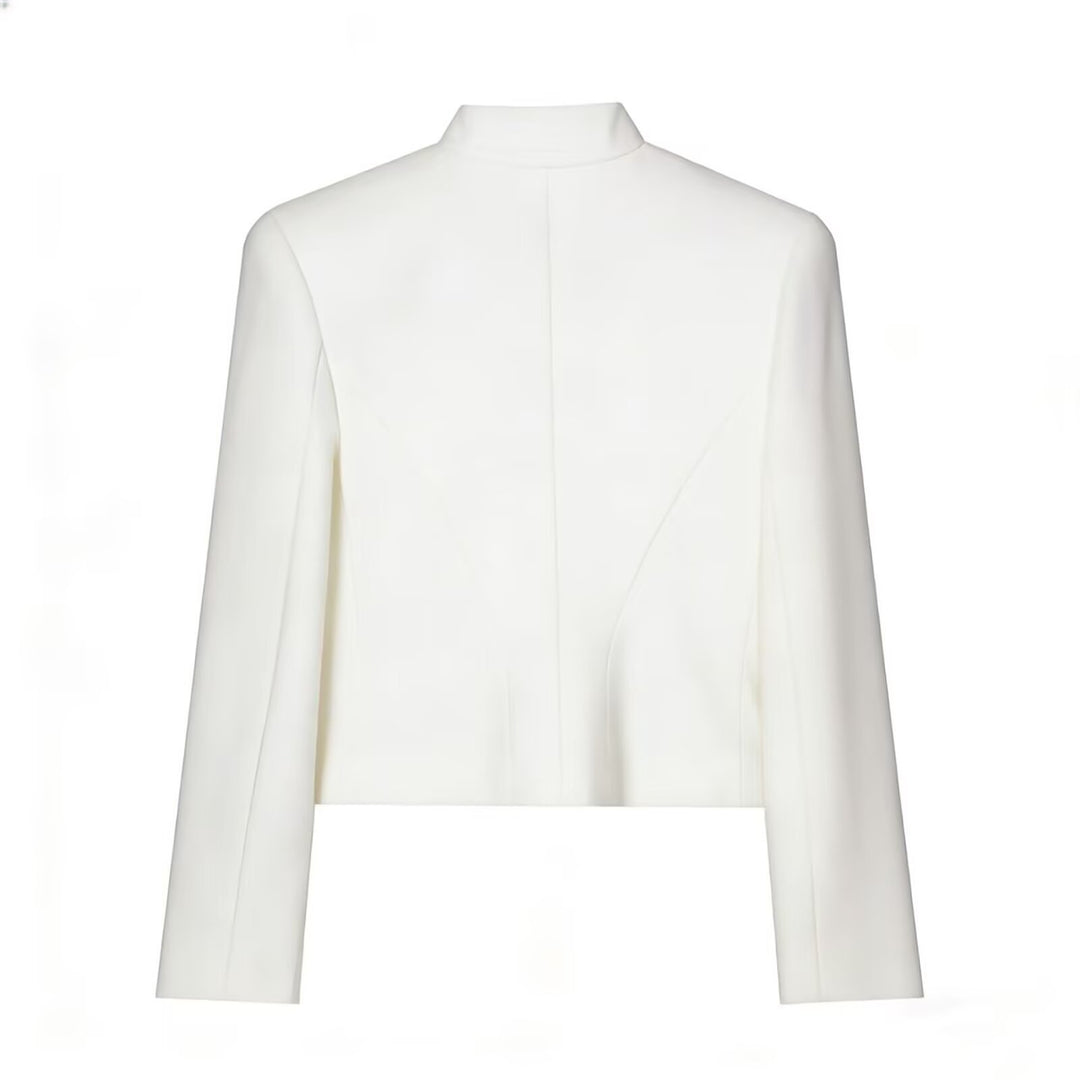 Women's short military-style jacket with cord appliqué and stand-up collar Mune Fashion
