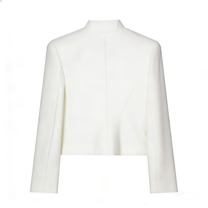 Women's short military-style jacket with cord appliqué and stand-up collar Mune Fashion