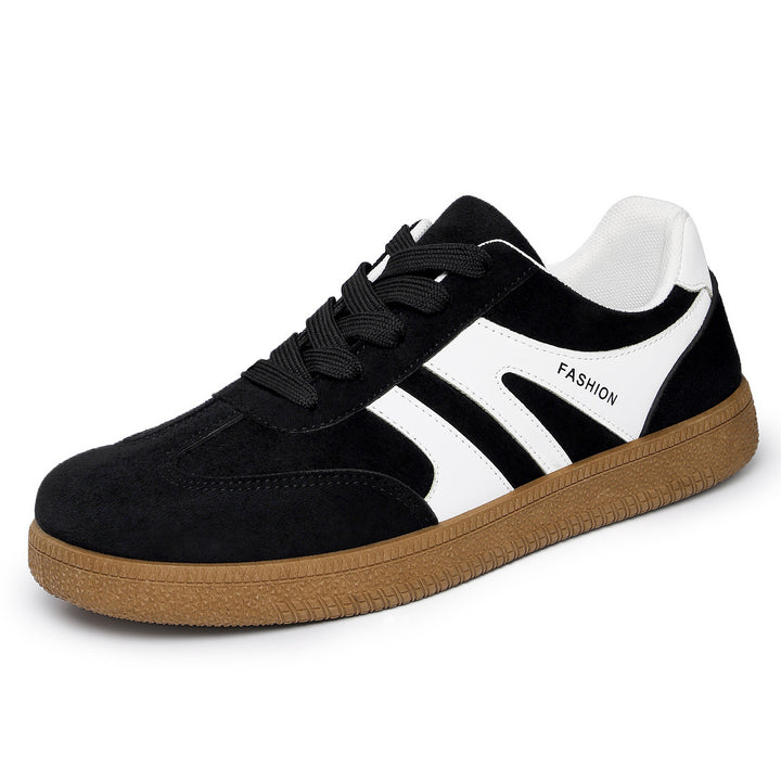Men's retro suede leather sneakers with padded heel collar and textured rubber outsole Mune Fashion