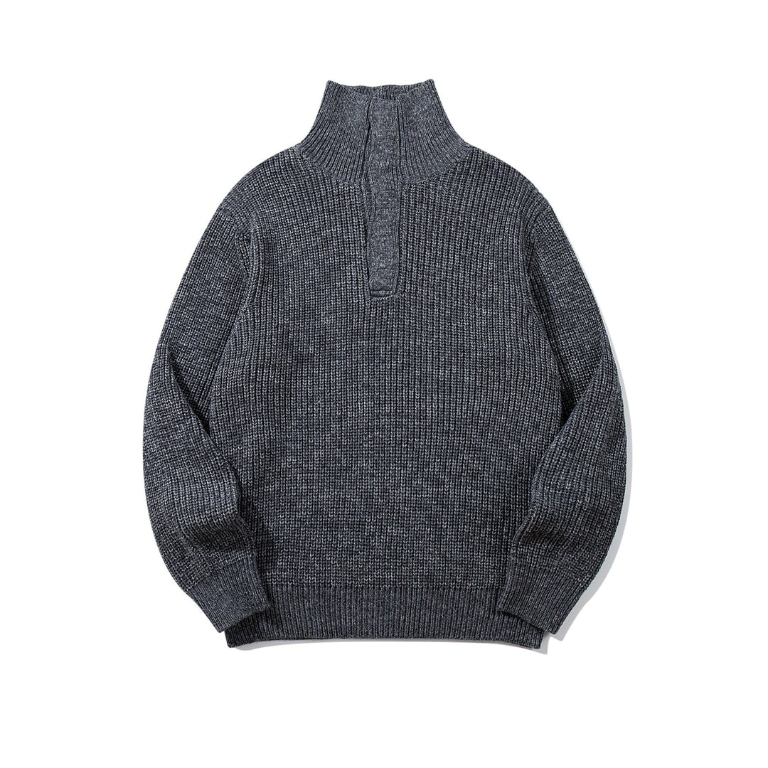 Unisex Chunky Knit Turtleneck Sweater with Half Button Placket Mune Fashion