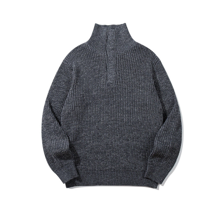 Unisex Chunky Knit Turtleneck Sweater with Half Button Placket Mune Fashion