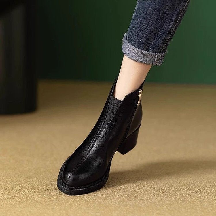 Ladies Elegant and Comfortable Ankle Boots with Zipper Mune Fashion