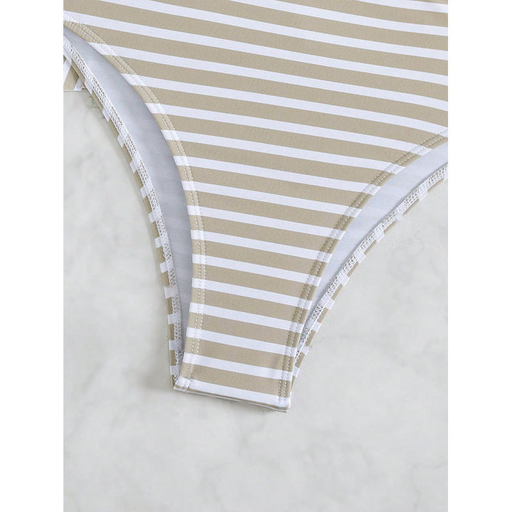 Women's wrap swimsuit with fashionable striped pattern Mune Fashion