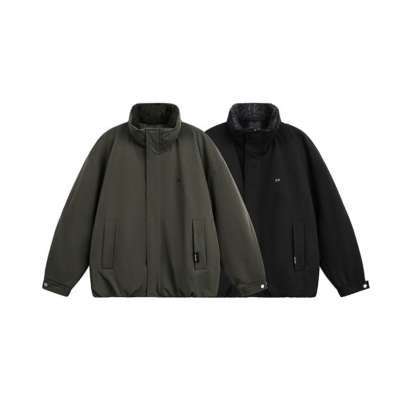 Men's Oversize Quilted Jacket with High Collar and Teddy Lining Mune Fashion