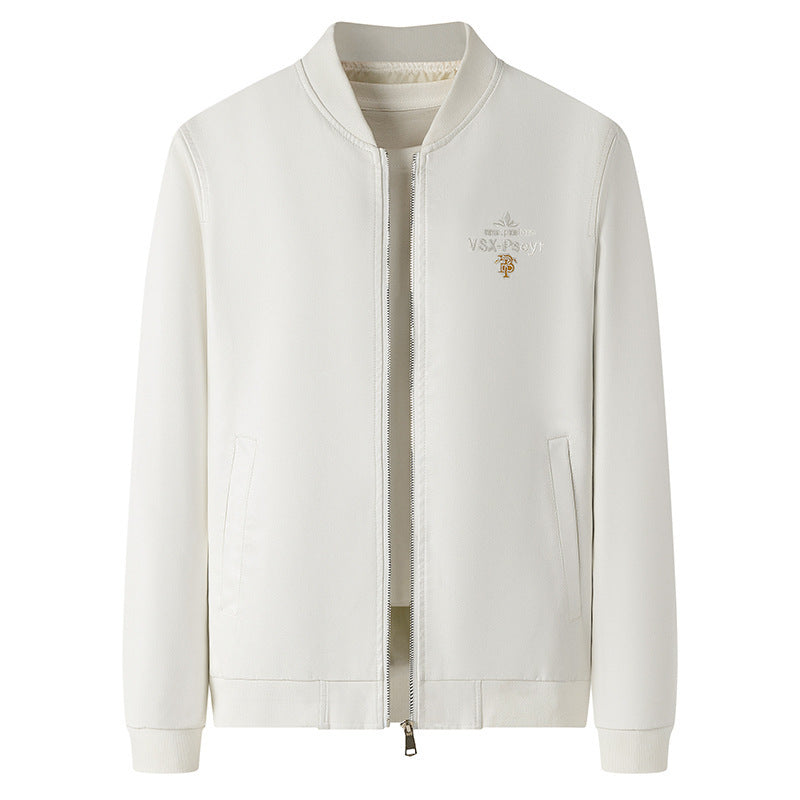 Men's Minimalist Bomber Jacket with Full Zip and Ribbed Collar Mune Fashion