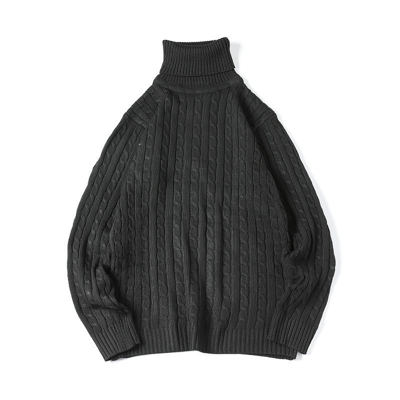 Men's fine-knit turtleneck sweater with cable pattern and slim silhouette Mune Fashion