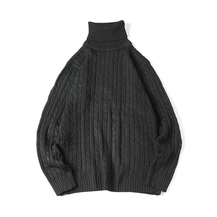 Men's fine-knit turtleneck sweater with cable pattern and slim silhouette Mune Fashion