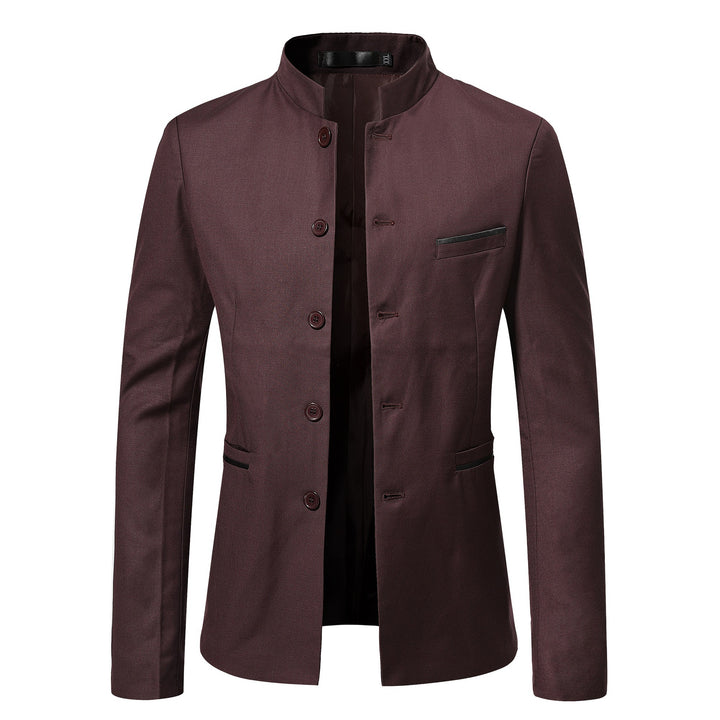 Men's nan blazer with stand-up collar, slim silhouette and concealed button placket Mune Fashion