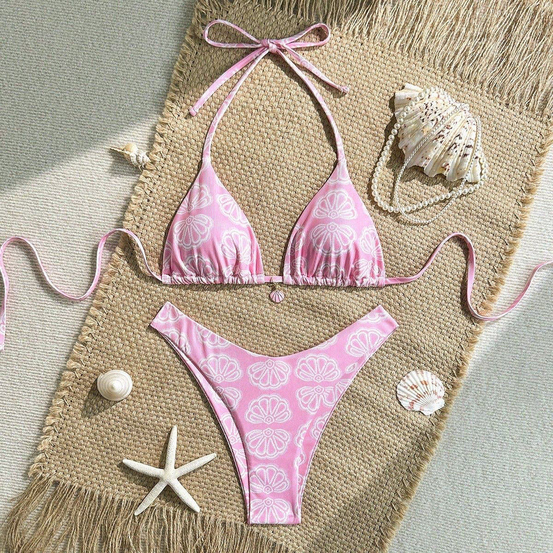 Women's Triangle Bikini with Floral Pattern and Comfortable Cut Mune Fashion