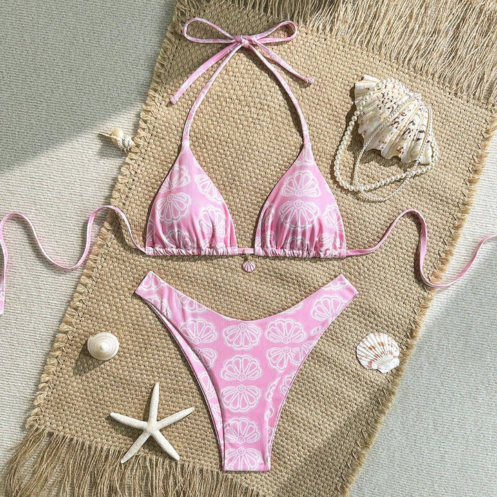 Women's Triangle Bikini with Floral Pattern and Comfortable Cut Mune Fashion