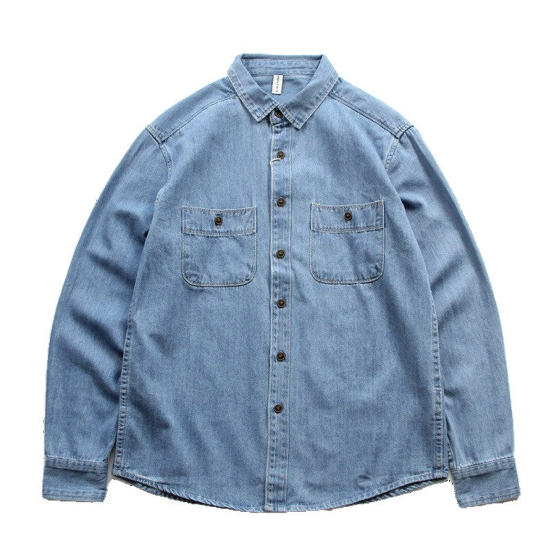Men's Denim Worker Jacket with Chest Pockets and Relaxed Fit Mune Fashion