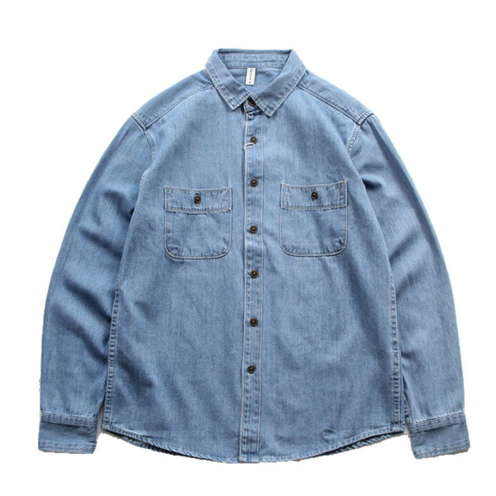 Men's Denim Worker Jacket with Chest Pockets and Relaxed Fit Mune Fashion