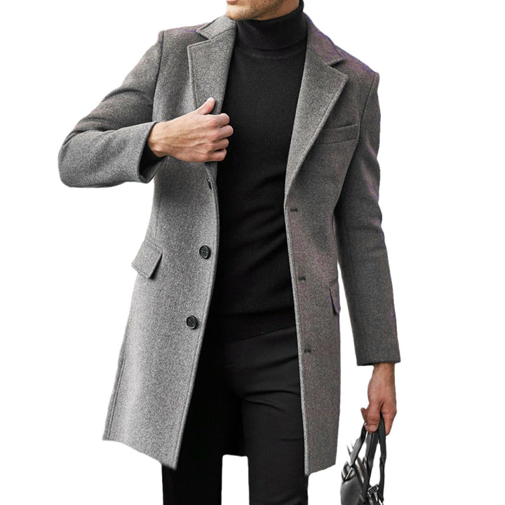 Men's elegant wool coat with a slim fit, notch collar, and practical inner pockets Mune Fashion