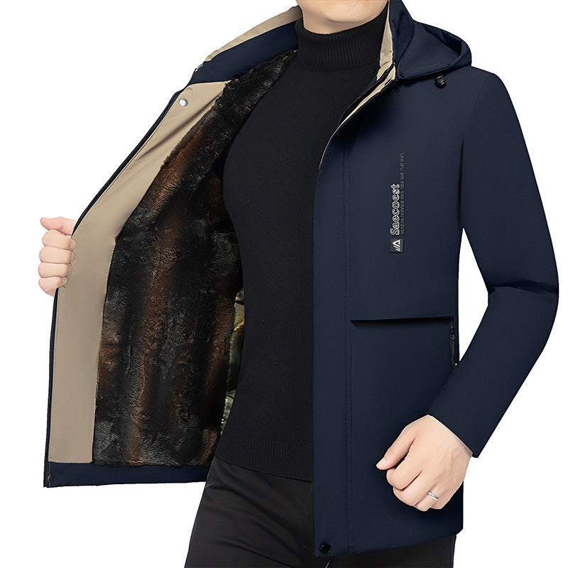 Men's padded stand-up collar jacket with water-repellent surface and zippered pockets Mune Fashion