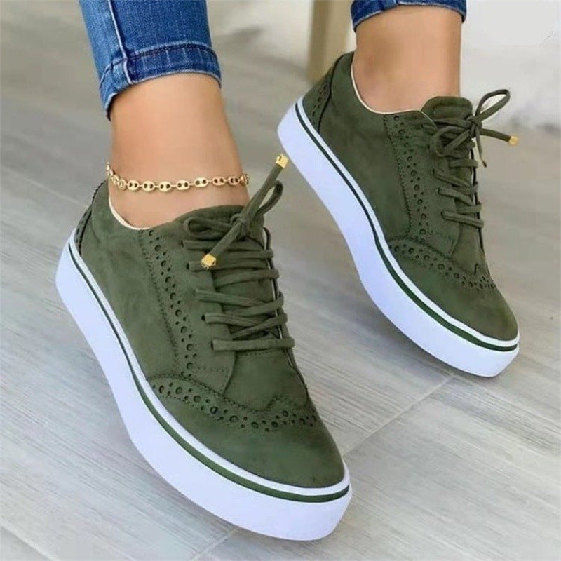 Damen Schnürer-Plateau-Sneaker im Brogue-Stil mit Komfortfußbett Mune Fashion