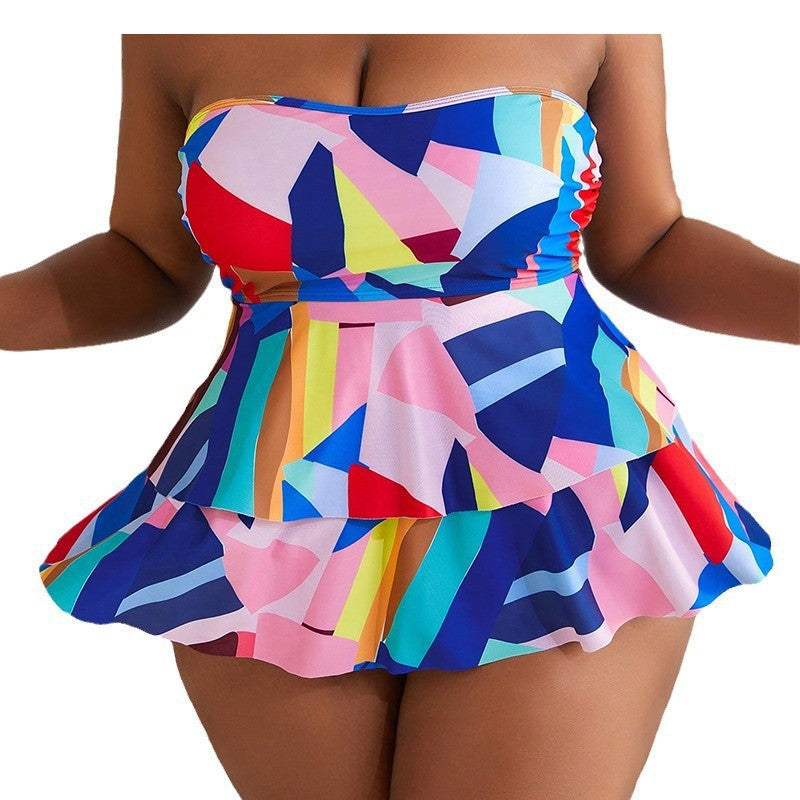 Women Bandeau Swimsuit with Playful Ruffle Design Mune Fashion