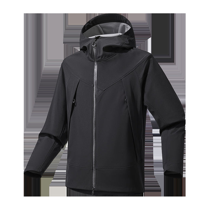 Men's Lightweight Softshell Hoodie Jacket with Windproof Breathable Membrane and Ergonomic Cut Mune Fashion