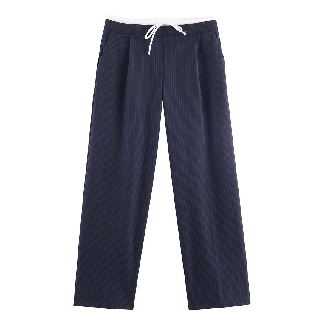 Women 60+ wide Highwaist Palazzo pants with drawstring waistband and crease Mune Fashion