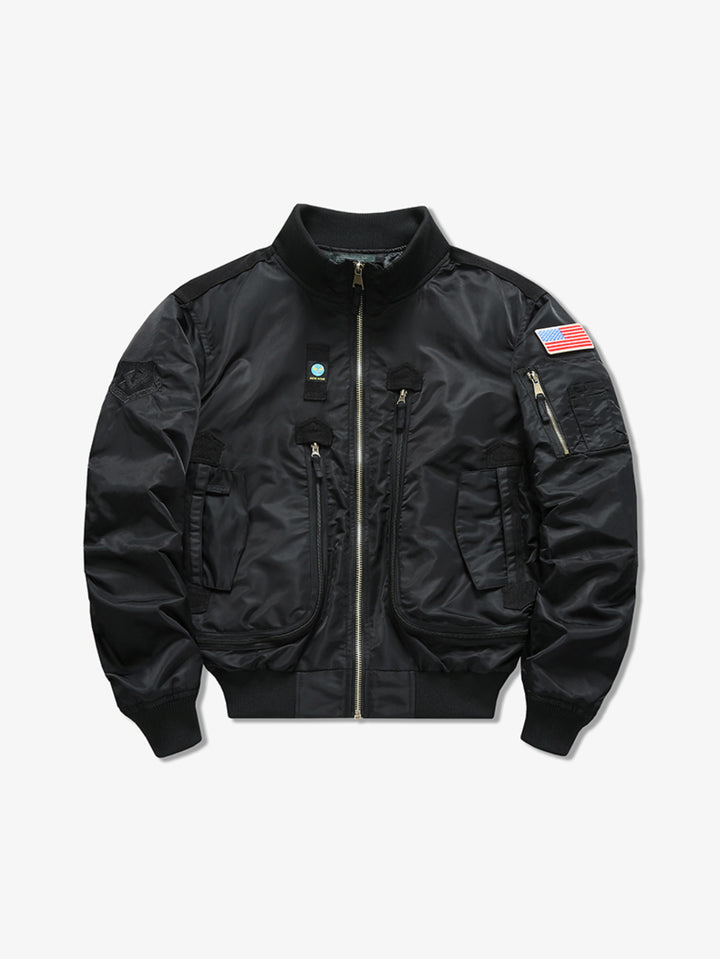 Men's military style flight bomber jacket with multifunctional pockets Mune Fashion