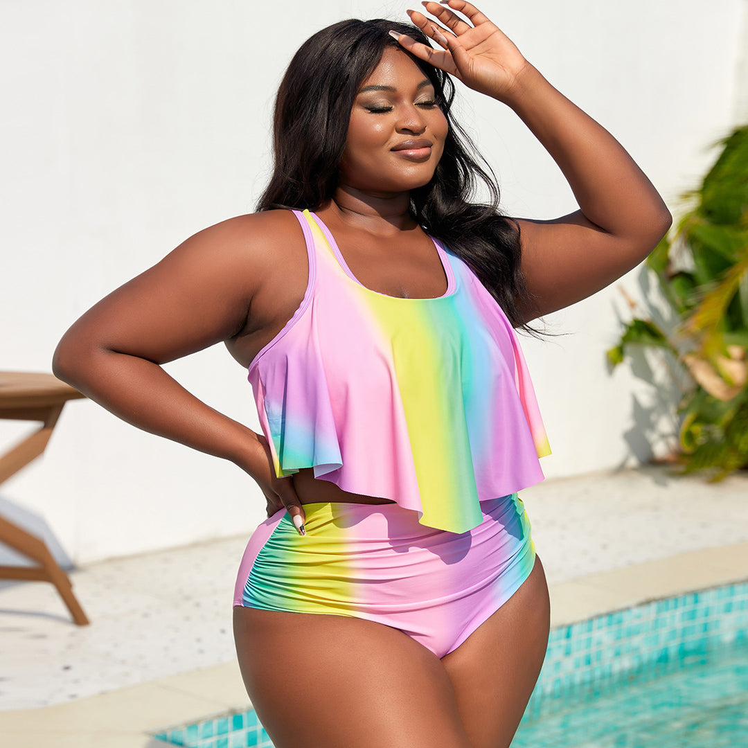 Women's Tankini Set with Flowing Top and High-Cut Shorts Mune Fashion