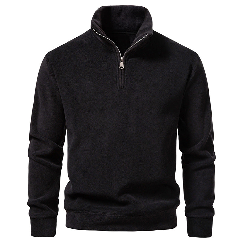 Men's Fleece Half-Zip Pullover with Standing Collar and Soft Microfleece Mune Fashion