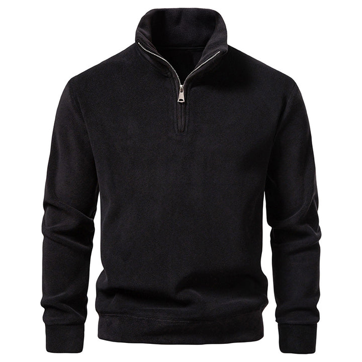 Men's Fleece Half-Zip Pullover with Standing Collar and Soft Microfleece Mune Fashion