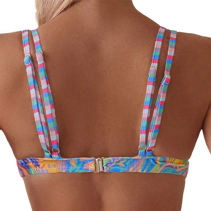 Women's triangle bikini top with floral pattern and sporty straps Mune Fashion