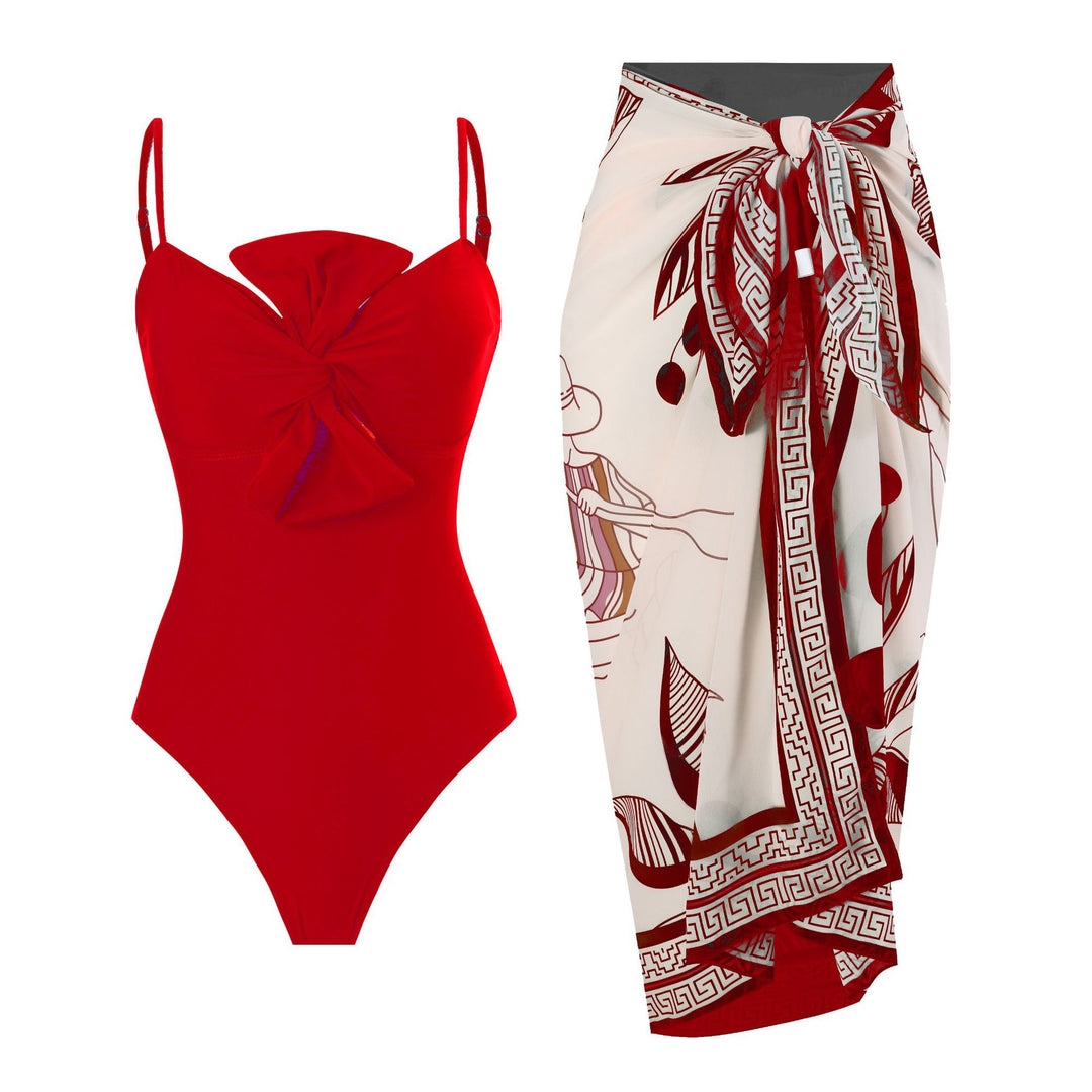 Women's swimsuit with elegant wrap design and floral pareo Mune Fashion