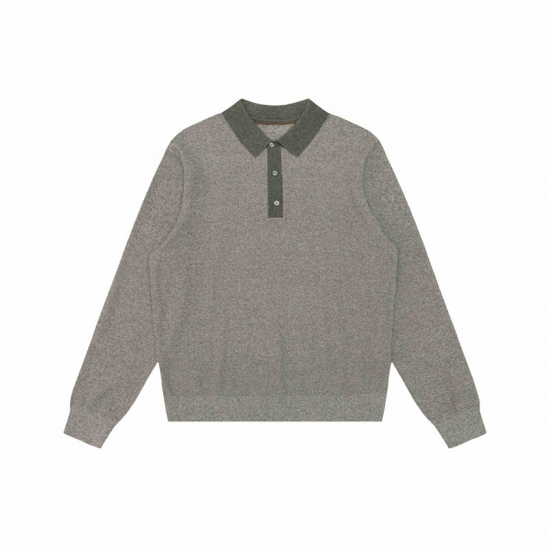 Unisex fine knit polo sweater with Henley button placket and ribbed cuffs Mune Fashion