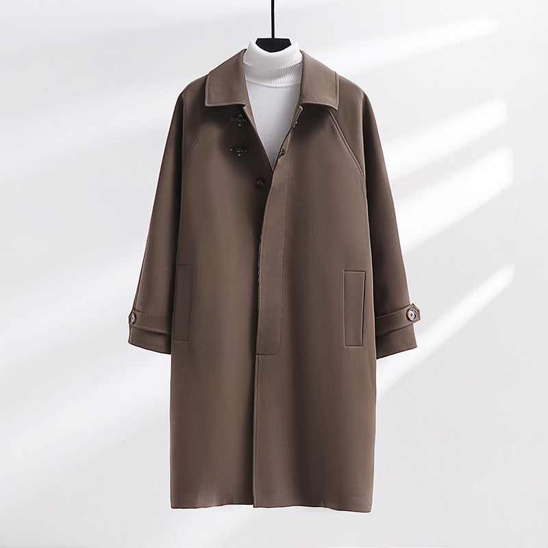 Women's Longline Coat with Toggle Closure and Raglan Sleeves Mune Fashion