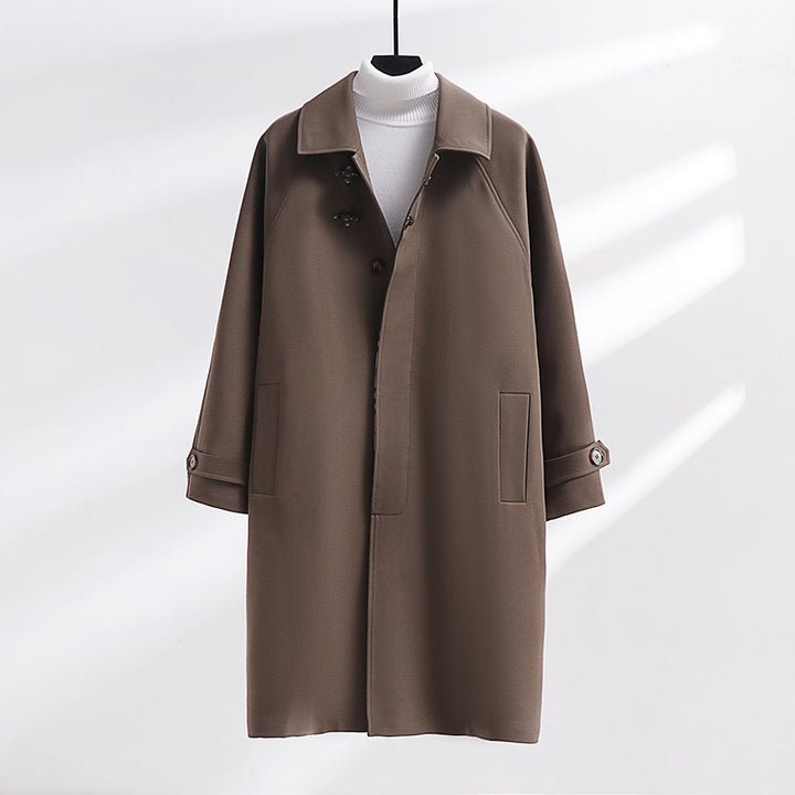 Women's Longline Coat with Toggle Closure and Raglan Sleeves Mune Fashion