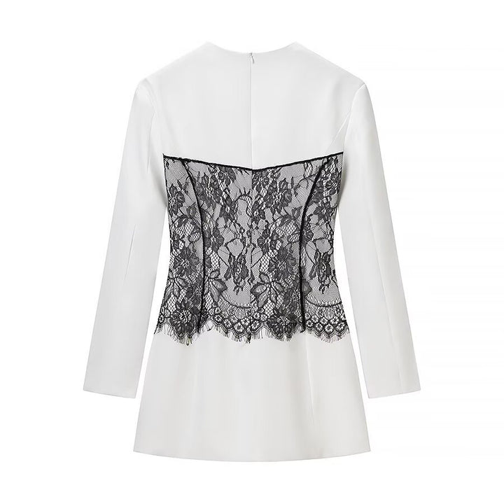 Women's Figure-Hugging Mini Dress with Corset Look and Lace Application Mune Fashion