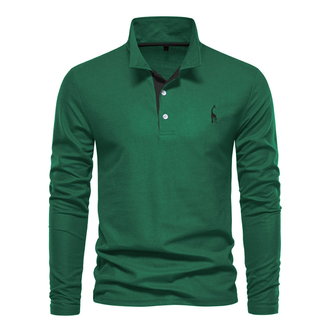Men's Long Sleeve Polo Shirt with Modern Collar and Breathable Cotton Quality Mune