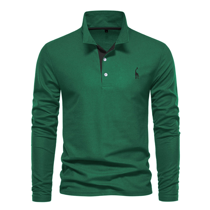 Men's Long Sleeve Polo Shirt with Modern Collar and Breathable Cotton Quality Mune