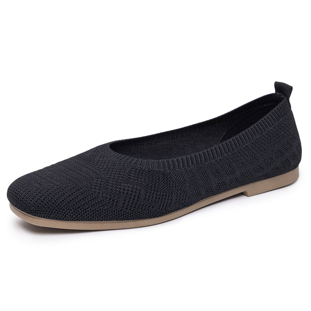 Women's knitted ballerina slip-on comfort ballerina with seamless sock entry and flexible lightweight sole Mune Fashion
