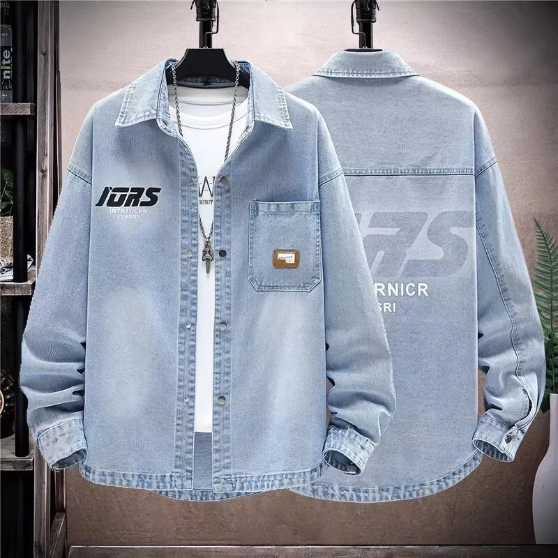 Men's Oversized Denim Shirt Jacket in Vintage Wash with Flap Chest Pocket Mune Fashion