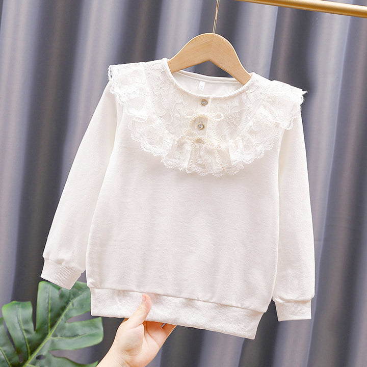 Girl sweatshirt with romantic lace collar Mune Fashion