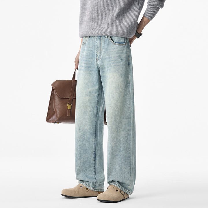 Men's casual loose jeans with a low crotch and vintage wash Mune Fashion