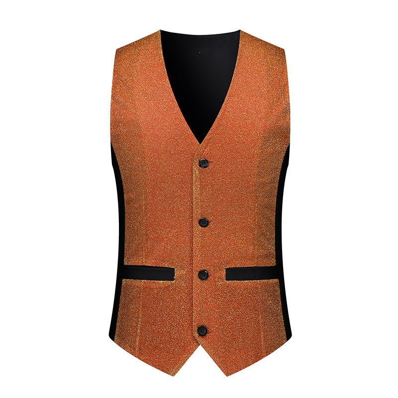 Men's Glitter Vest with Tailored Cut and Contrast Side Panels Mune Fashion